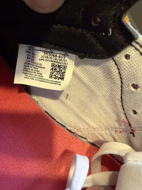 12M/ Jordan 1 Retro High OG Light Fusion Red
